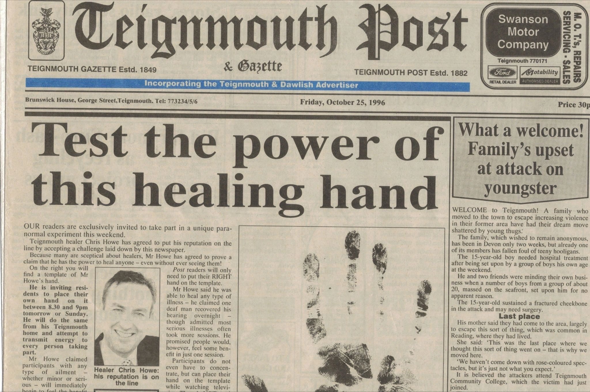 Teignmouth Post & Gazette — Test the power of this healing hand